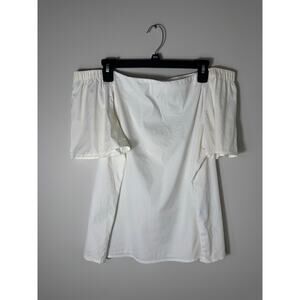 J.McLaughlin Cotton White Off the Shoulder Top Blouse Size M